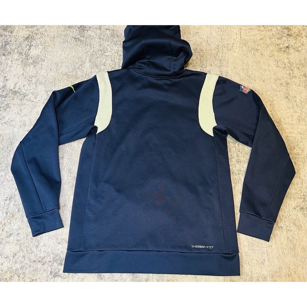 Seattle Seahawks Hoodie Boys Large 14/16 Blue Nike ThermaFit Pullover Sweatshirt - Picture 2 of 8